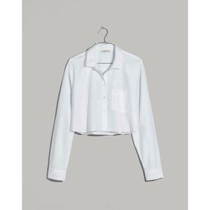 NWT Madewell XXS Poplin Oversized Supercrop Ex-Boyfriend Shirt in Eyelet White